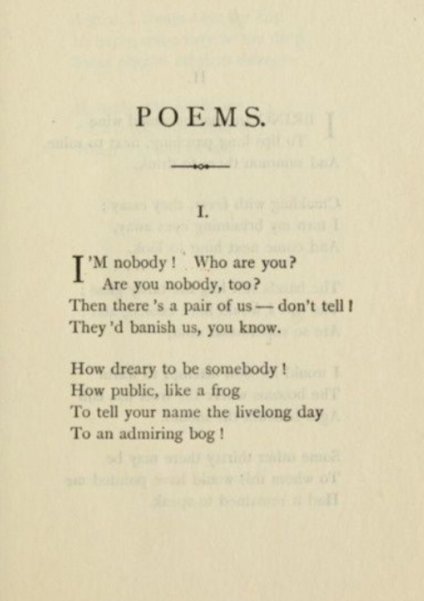 Emily Dickinson - Nobody